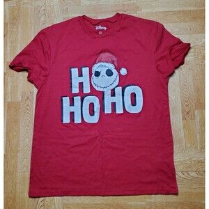 Nightmare Before Christmas Ho Ho Ho Jack Skeleton T-shirt Red Womens Size L